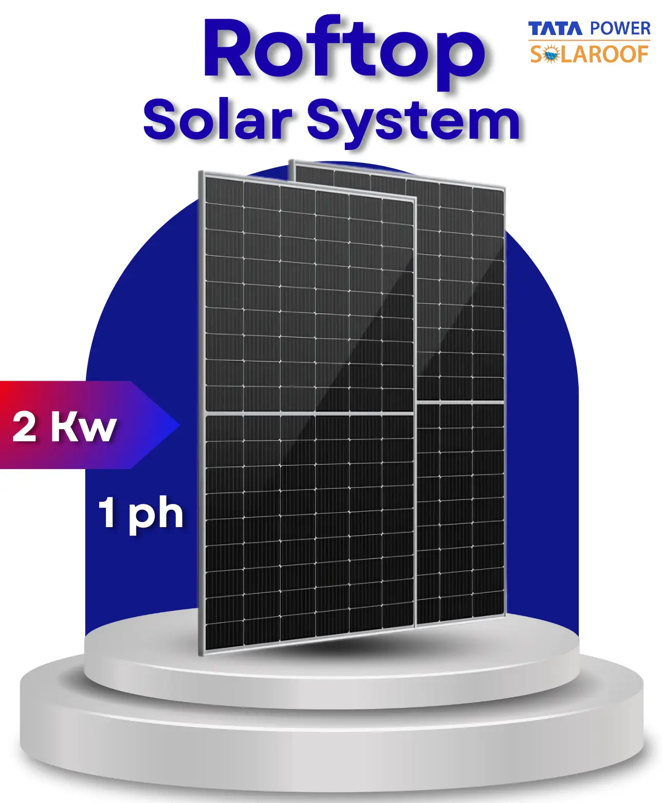 2.2 kW Tata Solar on Grid Solar System for Home with DCR  Bifacial Panel 1ph