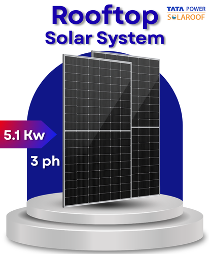 5.1 kW Tata Solar on Grid Solar System for Home with DCR  Bifacial Panel 3ph