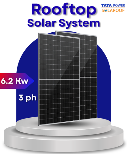 6.2 kW Tata Solar on Grid Solar System for Home with DCR  Bifacial Panel 3ph