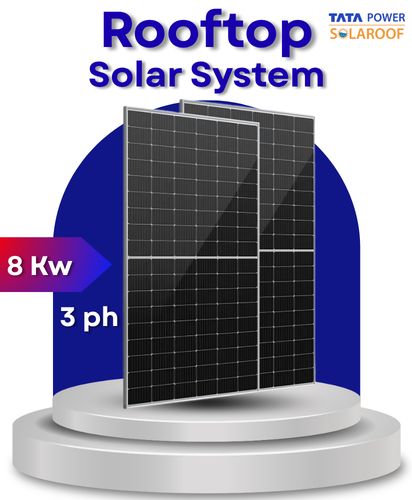 8 kW Tata Solar on Grid Solar System for Home with DCR  Bifacial Panel 3ph