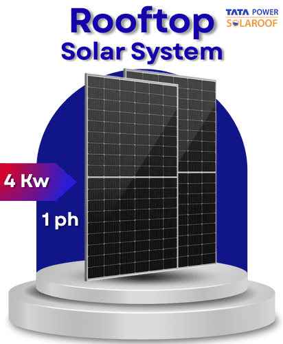 4 kW Tata Solar on Grid Solar System for Home with DCR  Bifacial Panel 1ph